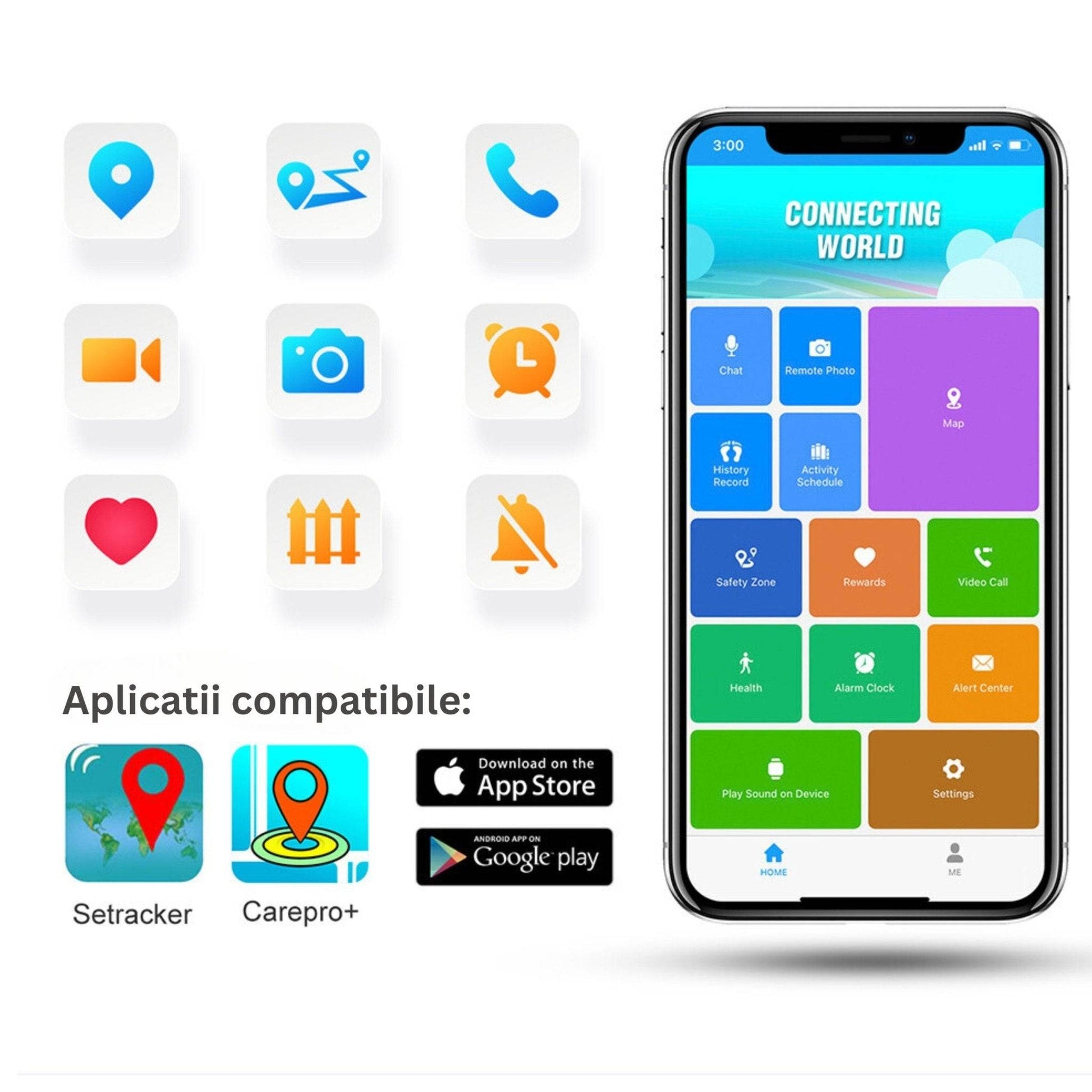 Smartwatch VLT46, 1.38 inch IPS pentru Copii cu GPS si Localizare Spion KidLife, 48.8x41.4x16mm4G, Alb - Cumpara24