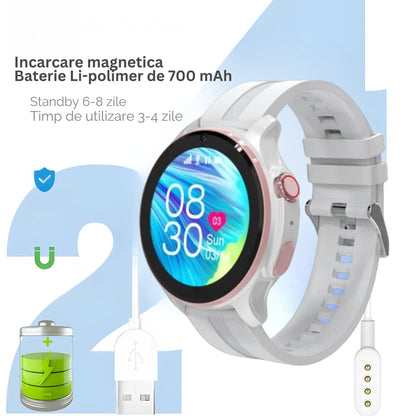 Smartwatch VLT46, 1.38 inch IPS pentru Copii cu GPS si Localizare Spion KidLife, 48.8x41.4x16mm4G, Alb - Cumpara24