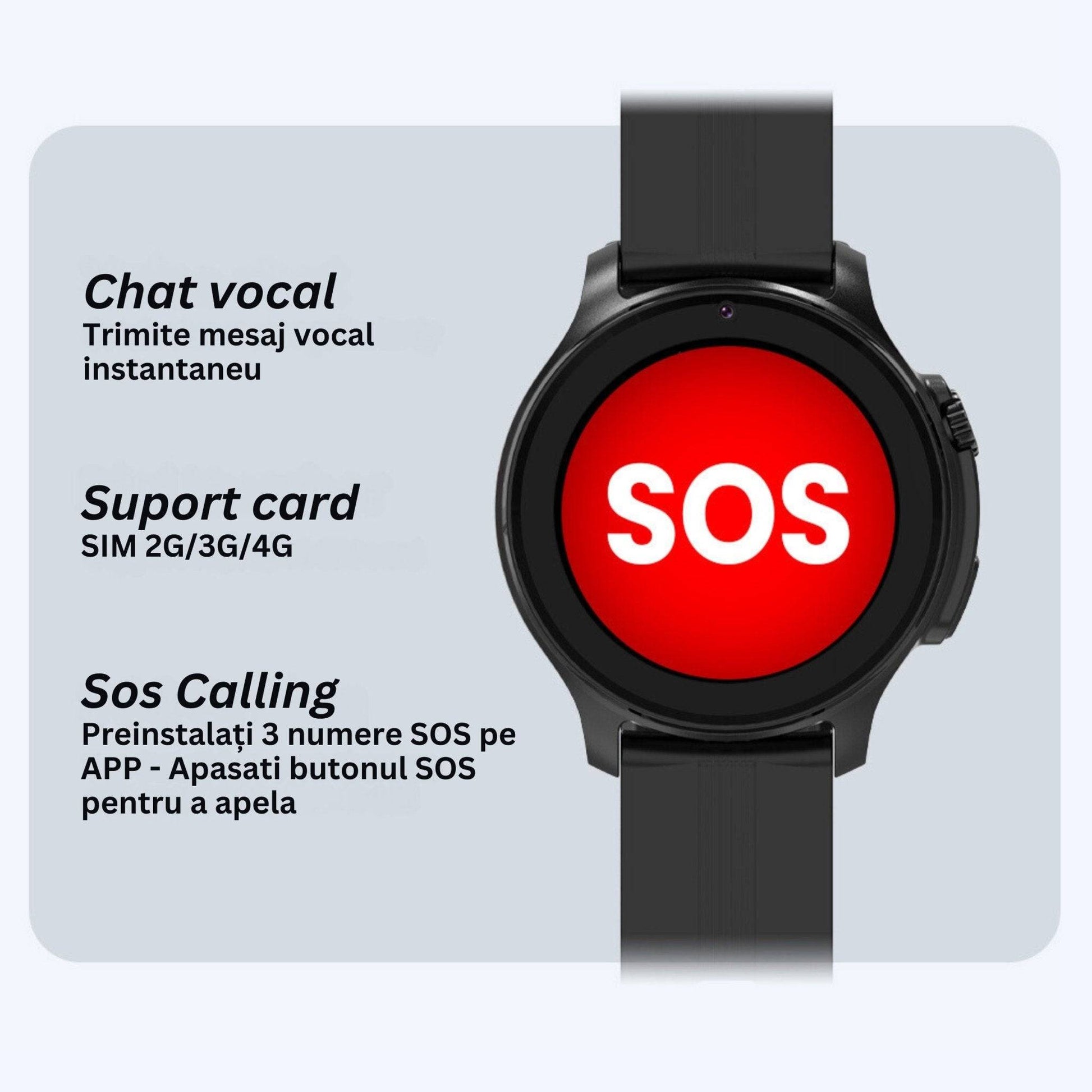 Smartwatch VLT46, 1.38 inch IPS pentru Copii cu GPS si Localizare Spion KidLife, 48.8x41.4x16mm4G, Negru - Cumpara24