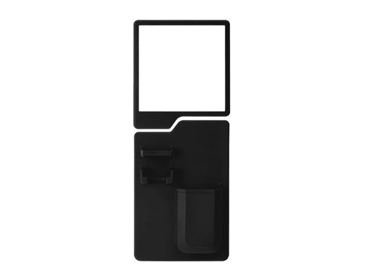 Suport Depozitare Baie Multifunctional, Cu oglinda, Montare pe Perete/Sticla din Silicon, Negru - Cumpara24