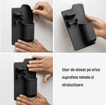 Suport Depozitare Baie Multifunctional, Cu oglinda, Montare pe Perete/Sticla din Silicon, Negru - Cumpara24