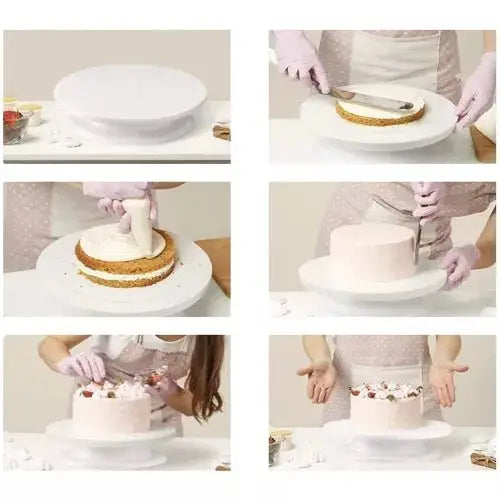Suport Rotativ Pentru Tort + 3 Spatule Pentru Decorat Tort - Cumpara24