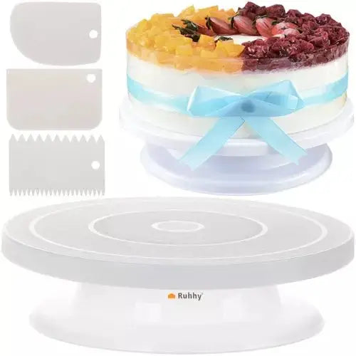 Suport Rotativ Pentru Tort + 3 Spatule Pentru Decorat Tort - Cumpara24