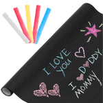 Tabla Autocolanta cu Set Creta pentru Copii, Tip Tapet, Reutilizabila, Usor de Lipit, Curatare Rapida, 45x200cm, Dezvolta Creativitatea, Negru - Cumpara24