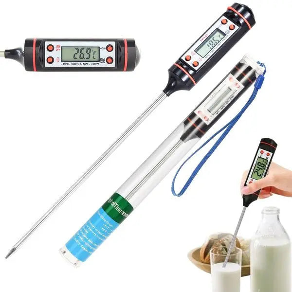 Termometru Digital Pentru Mancare si Lichide TechGS, Afisaj LCD, 23cm Lungime, Oprire Automata, Negru - Cumpara24