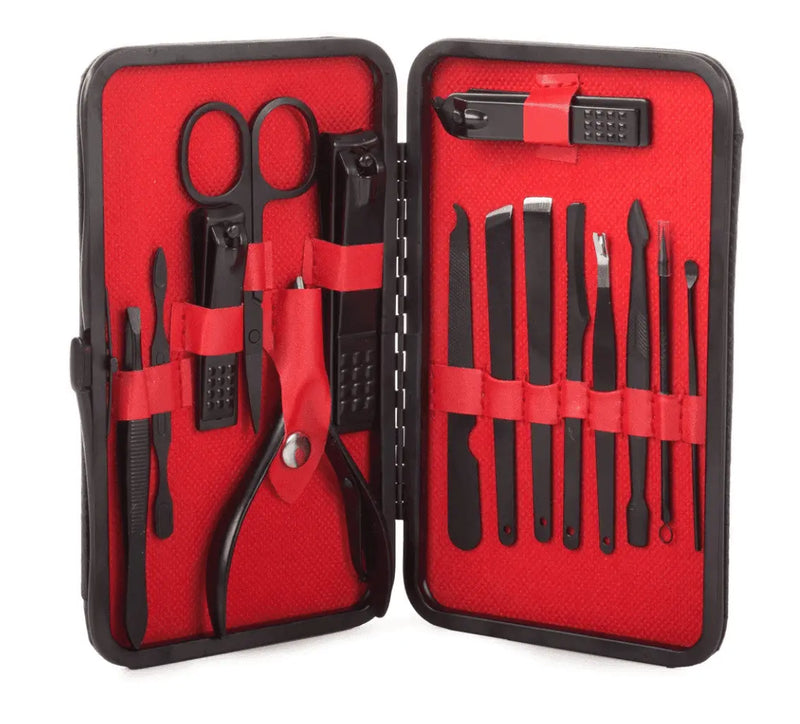 Trusa de Unghii, Manichiura/Pedichiura, Indepartare Puncte Negre, Penseta si Geanta Transport, Negru - Cumpara24