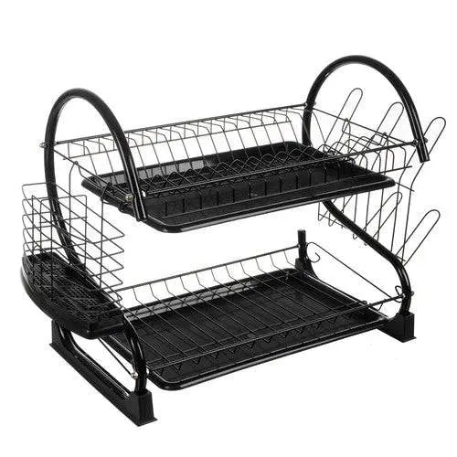 USCATOR DE VASE DIN METAL PE DOUA ETAJE, NEGRU - Cumpara24