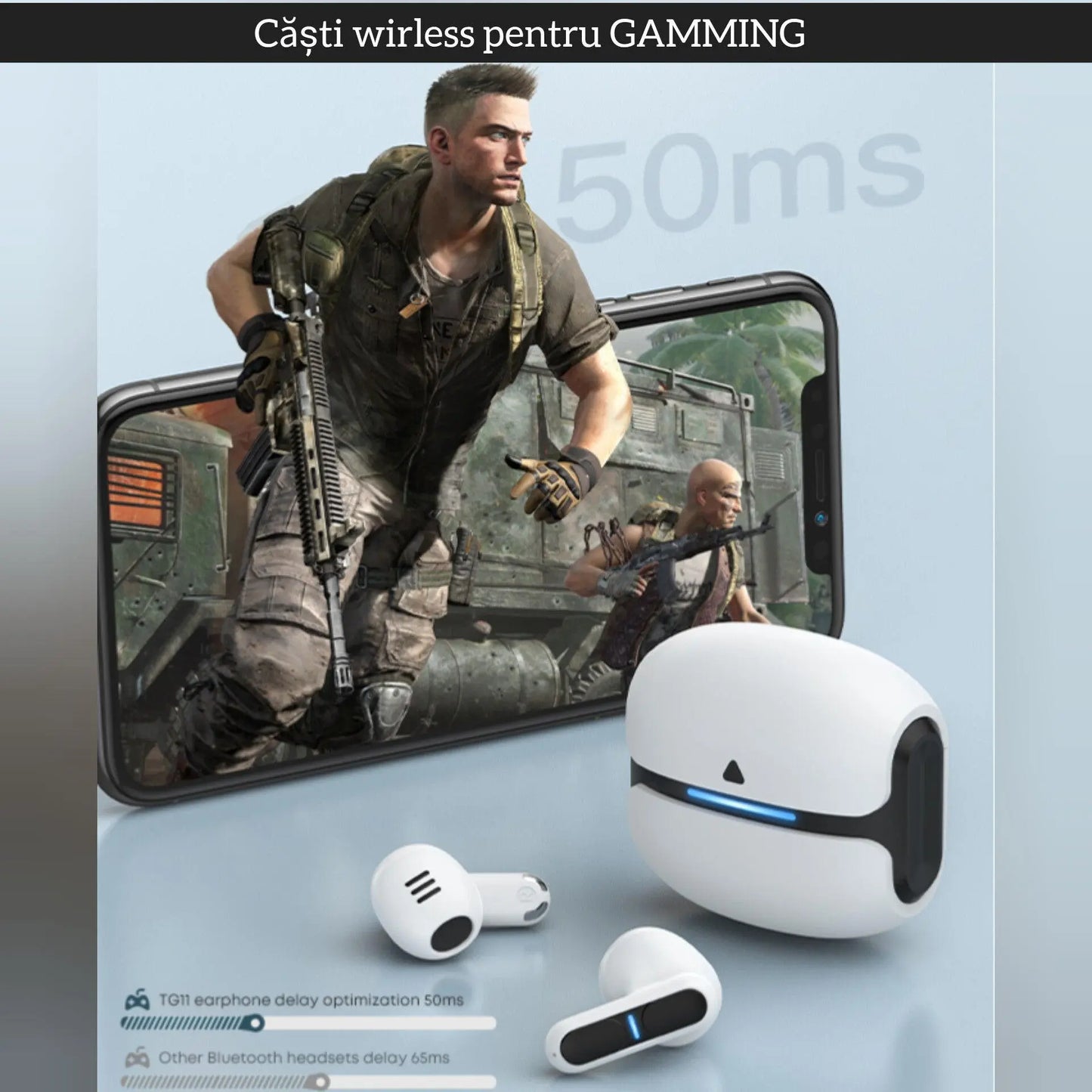 Casti Bluetooth,TechGS®, Gaming RGB TG11 - Cumpara24