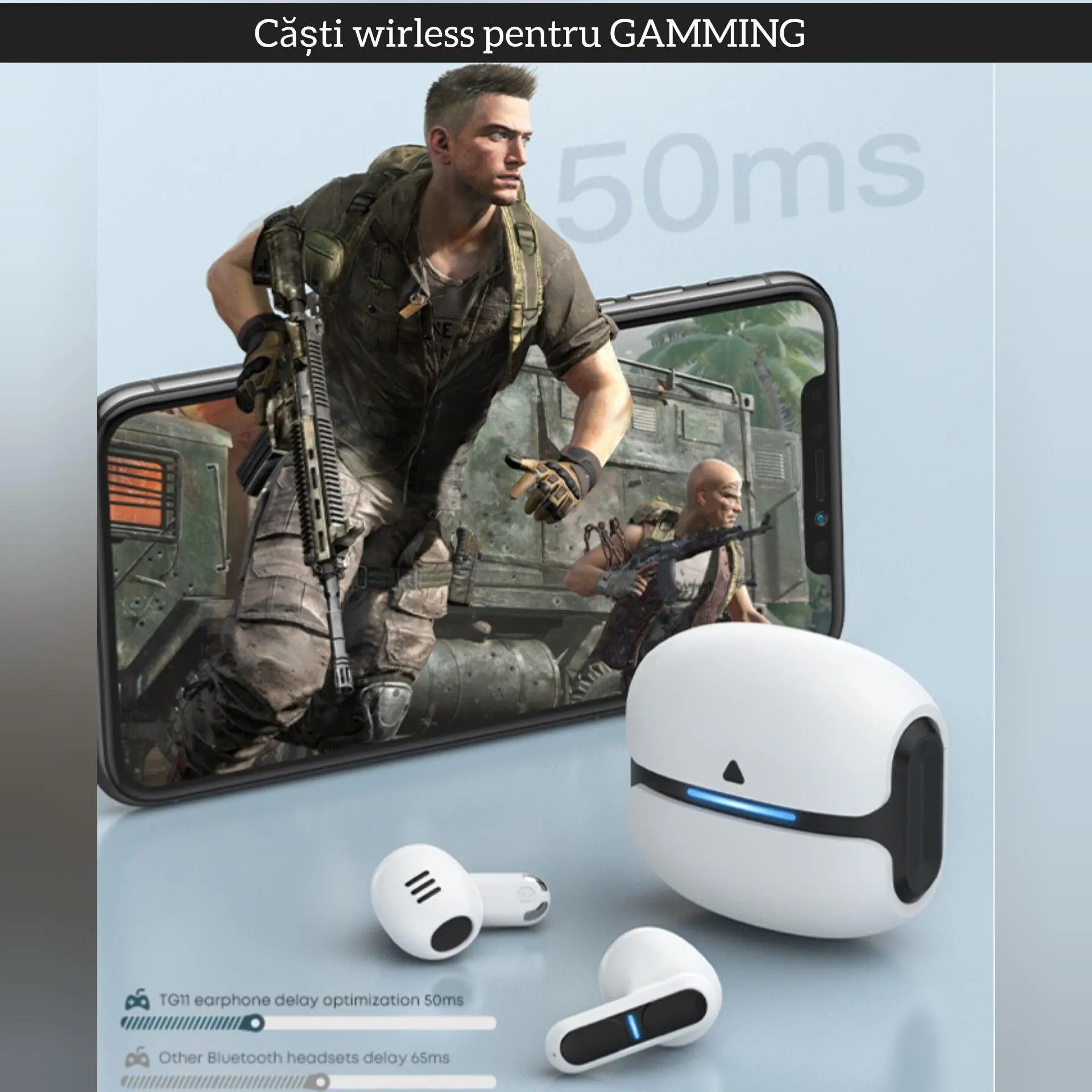 Casti Bluetooth,TechGS®, Gaming RGB TG11 - Cumpara24