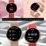 Ceas Smartwatch Dama,TechGS®, Ecran AMOLED HD 1.1 inch, Preluare Apeluri și Mesaje direct de pe Ceas, Monitorizare sănătate: Ritm cardiac/Tensiune arterială/Oxigen, Alarma, Asistent Vocal, IP68 - Cumpara24