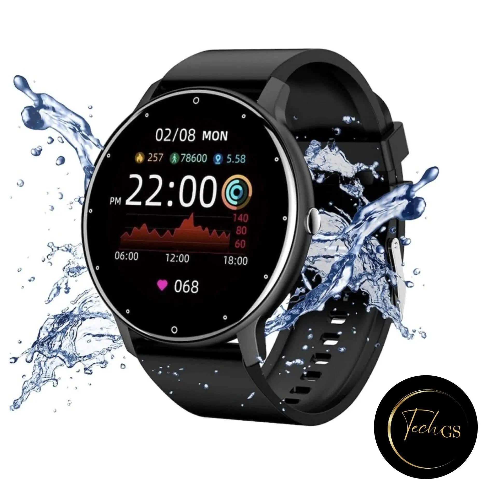 Ceas Smartwatch si Bratara Fitness, TechGS® , Notificari Apeluri/Sms/Social Media, Monitorizare Activitati Fizice, Somn, Ritm Cardiac, Rezistent la Apa, Negru - Cumpara24