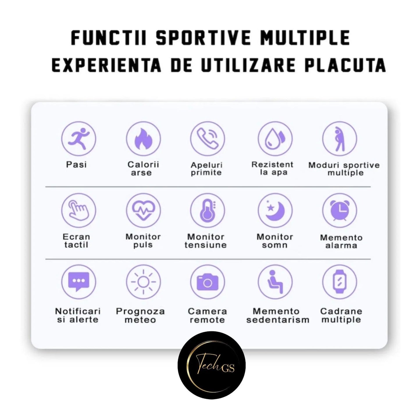 Ceas Smartwatch si Bratara Fitness, TechGS® , Notificari Apeluri/Sms/Social Media, Monitorizare Activitati Fizice, Somn, Ritm Cardiac, Rezistent la Apa, Roz - Cumpara24
