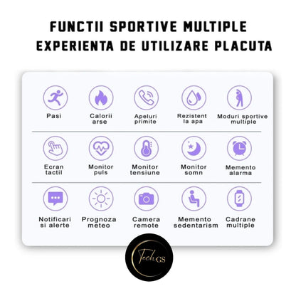 Ceas Smartwatch si Bratara Fitness, TechGS® , Notificari Apeluri/Sms/Social Media, Monitorizare Activitati Fizice, Somn, Ritm Cardiac, Rezistent la Apa, Roz - Cumpara24