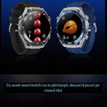 Ceas Smartwatch,TechGS®, Ultimate cu Aliaj de ZINC, Apel Bluetooth HD, Notificari Inteligente, Tensiune Arterială, Ritm Cardiac si Oxigen, Pedometru, IP68, Baterie 400 mAh - Cumpara24