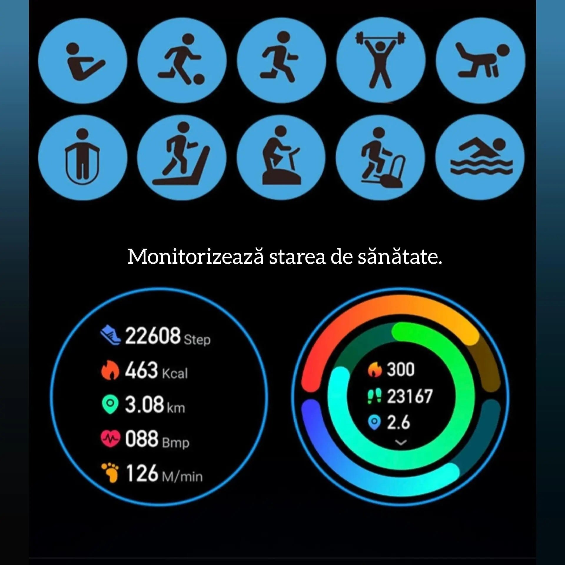 Ceas Smartwatch,TechGS®, Ultimate cu Aliaj de ZINC, Apel Bluetooth HD, Notificari Inteligente, Tensiune Arterială, Ritm Cardiac si Oxigen, Pedometru, IP68, Baterie 400 mAh - Cumpara24