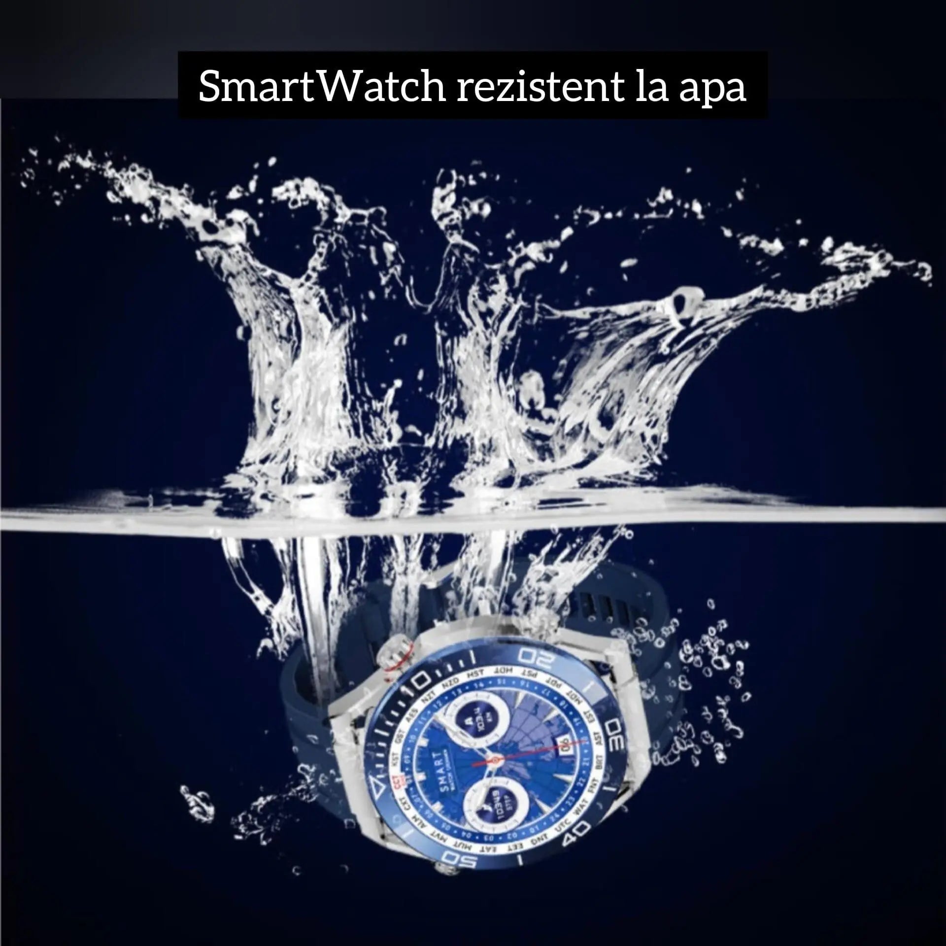 Ceas Smartwatch,TechGS®, Ultimate cu Aliaj de ZINC, Apel Bluetooth HD, Notificari Inteligente, Tensiune Arterială, Ritm Cardiac si Oxigen, Pedometru, IP68, Baterie 400 mAh - Cumpara24