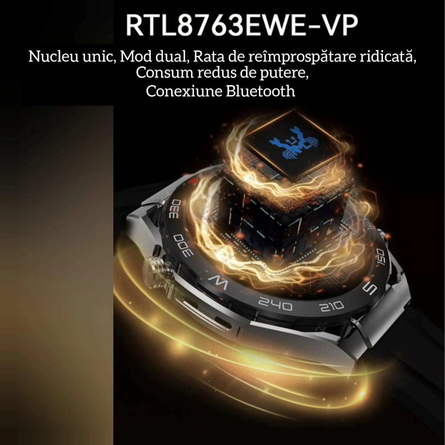 Ceas Smartwatch,TechGS®, Ultimate cu Aliaj de ZINC, Apel Bluetooth HD, Notificari Inteligente, Tensiune Arterială, Ritm Cardiac si Oxigen, Pedometru, IP68, Baterie 400 mAh - Cumpara24