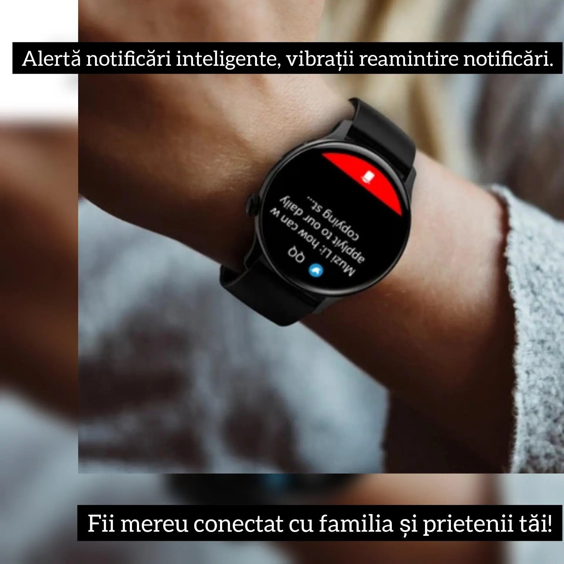 Ceas Smartwatch,TechGS®, UNISEX, Ecran AMOLED HD 1.43 inch, Preluare Apeluri/Mesaje Bluetooth, Monitorizare Sănătate/Multiple Moduri Sportive, Meniu în Limba Română - Cumpara24