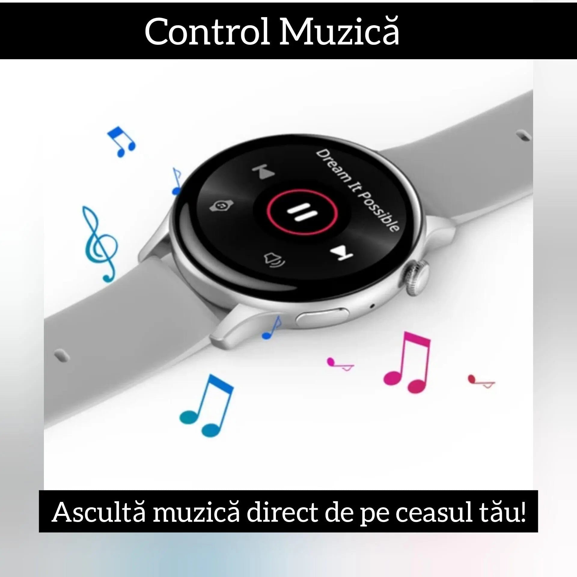 Ceas Smartwatch,TechGS®, UNISEX, Ecran AMOLED HD 1.43 inch, Preluare Apeluri/Mesaje Bluetooth, Monitorizare Sănătate/Multiple Moduri Sportive, Meniu în Limba Română - Cumpara24