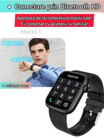 Smartwatch TechGS®, Ecran TFT HD 1.85", Bluetooth 5.2, Monitorizare Cardiaca/Oxigen Sange/Temperatura, 100+ Modele Sportive, Rezistent la Apa IP67, Apeluri Bluetooth, Compatibil Android & iOS, Negru - Cumpara24